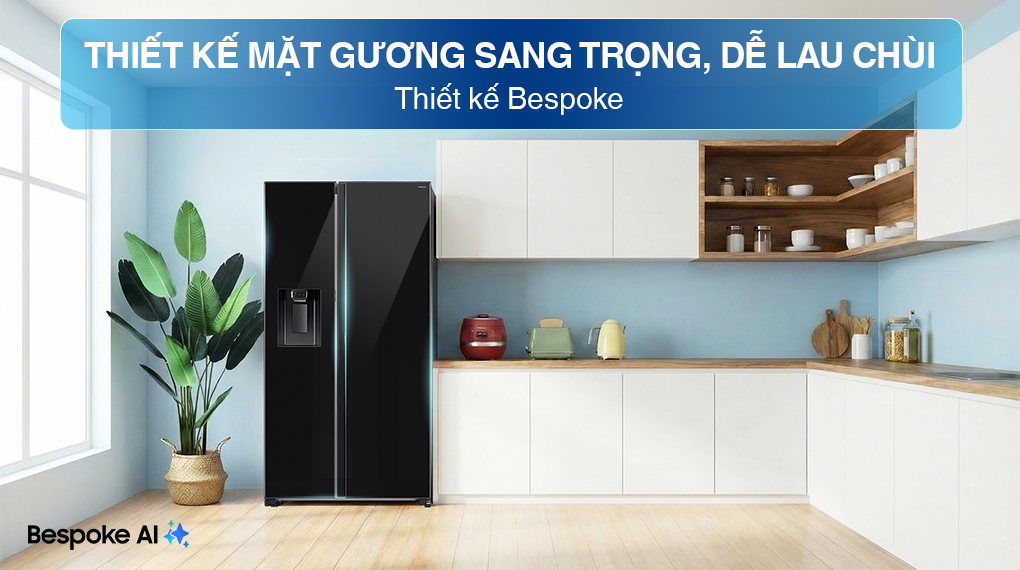 Thiết kế Side by Side Tủ lạnh Samsung RS80F65J2BSV