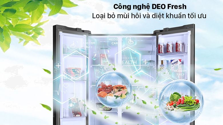 Tủ lạnh SBS Aqua Inverter 480 lít AQR-S480XA(SG) công nghệ kháng khuẩn deo fresh