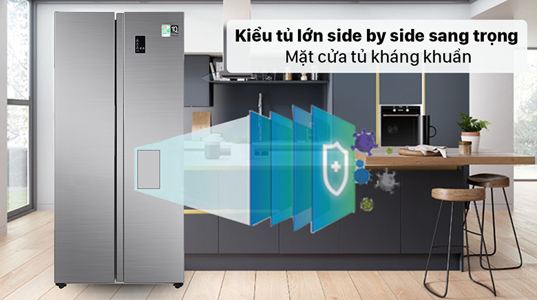 Tủ lạnh SBS Aqua Inverter 480 lít AQR-S480XA(SG)
