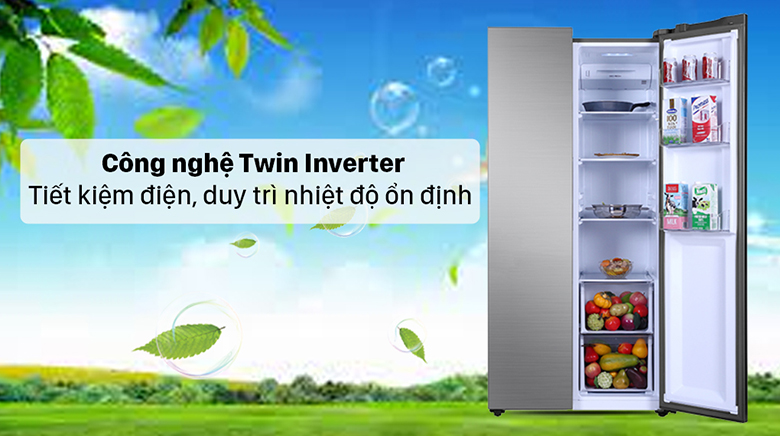 Tủ lạnh SBS Aqua Inverter 480 lít AQR-S480XA(SG) tiết kiệm điện
