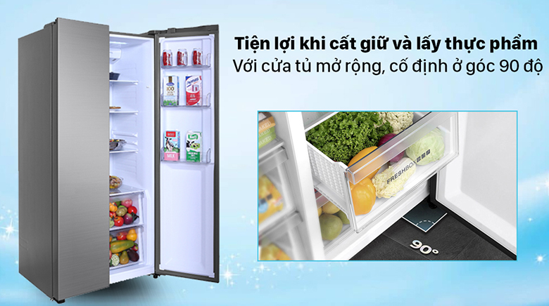 Tủ lạnh SBS Aqua Inverter 480 lít AQR-S480XA(SG) lưu trữ thông minh
