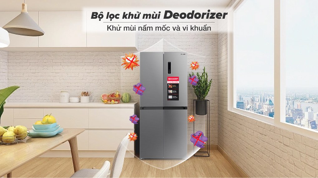 Tủ lạnh Sharp Inverter 362 lít Multi Door SJ-FX420V-SL - Công nghệ kháng khuẩn khử mùi