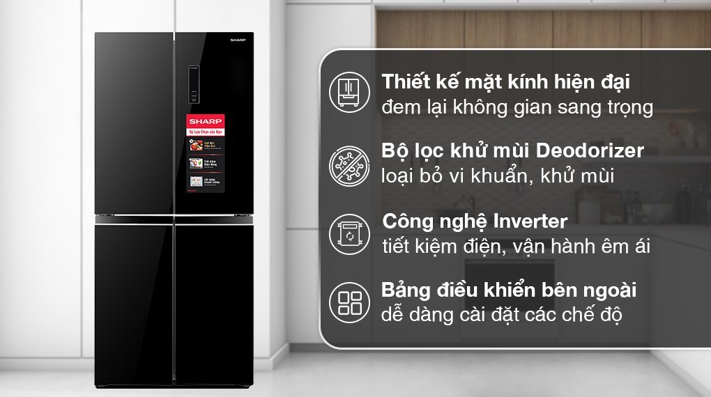 Tủ lạnh Sharp Inverter 362 lít Multi Door SJ-FX420VG-BK - Ngăn lạnh