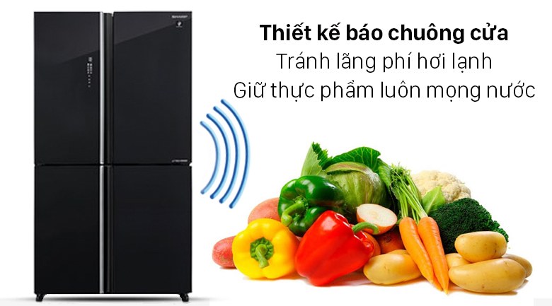 Tủ lạnh Sharp Inverter 572 lít Multi Door SJ-FXP640VG-BK Hàng Thái Lan - Báo chuông cửa, màn hình hiển thị bên ngoài, tiện lợi khi sử dụng