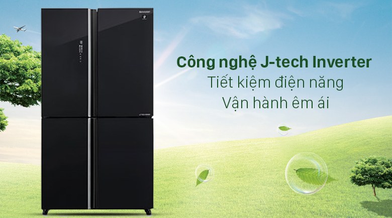 Tủ lạnh Sharp Inverter 572 lít Multi Door SJ-FXP640VG-BK Hàng Thái Lan - Công nghệ J-tech Inverter tiết kiệm điện năng, vận hành êm ái