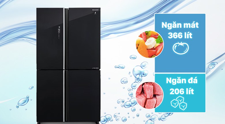 Tủ lạnh Sharp Inverter 572 lít Multi Door SJ-FXP640VG-BK Hàng Thái Lan - Dung tích sử dụng 572 lít, sử dụng cho gia đình trên 5 thành viên