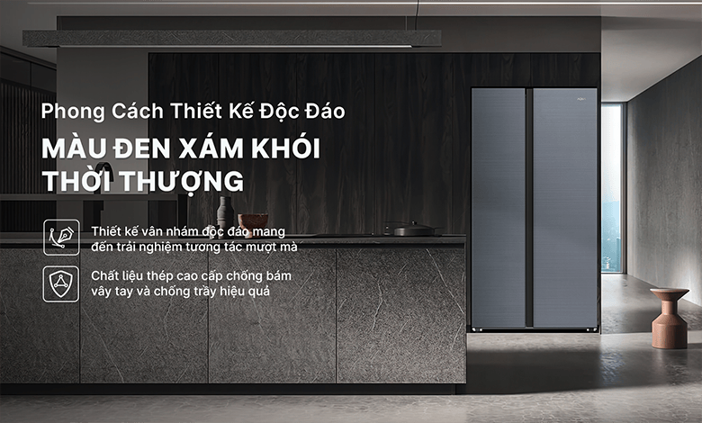 Tủ lạnh Side by side Aqua Inverter 569 lít AQR-S633XA(SL) thiêt kế mới đẳng cấp