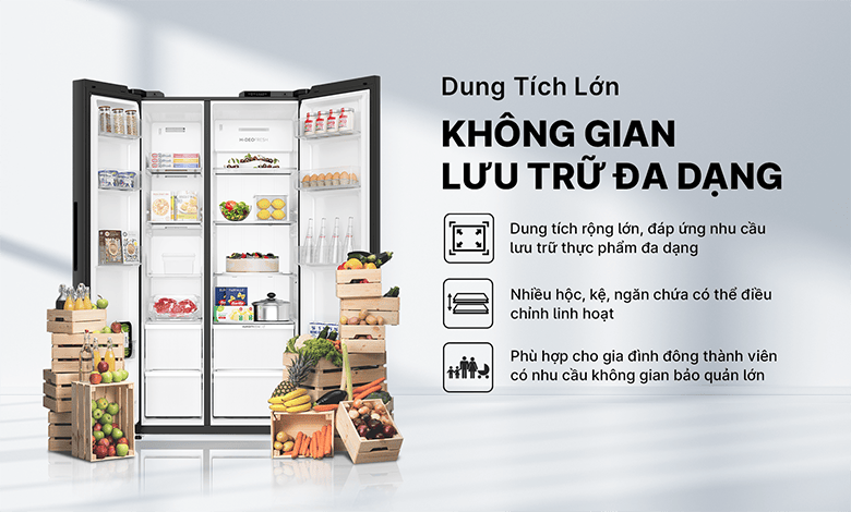 Tủ lạnh Aqua Inverter 569 lít AQR-S633XA(SL) dung tích lớn