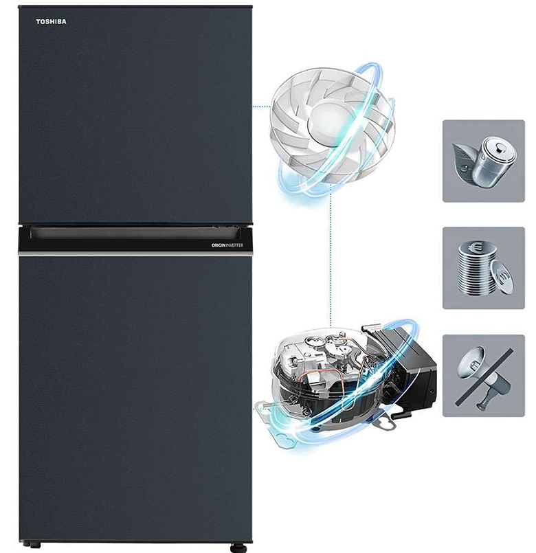 Tủ lạnh Toshiba Inverter 180 lít GR-RT234WE-PMV(52) công nghệ origin inverter