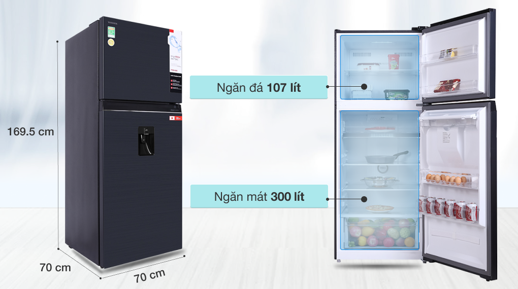 Tủ lạnh Toshiba Inverter 407 lít GR-RT535WE-PMV(06)-MG - Dung tích 407 lít Tủ lạnh Toshiba Inverter 407 lít GR-RT535WE-PMV(06)-MG - Dung tích 407 lít
