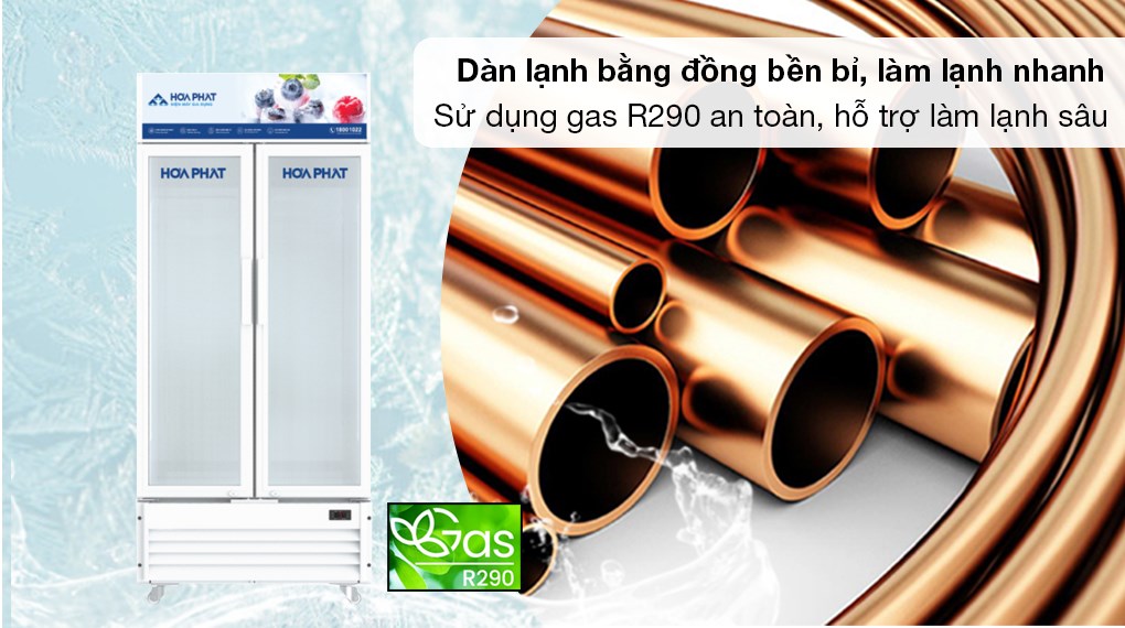 Tủ mát Hòa Phát Inverter 526 lít HSR D8526 - Dàn lạnh bằng đồng làm lạnh nhanh, sử dụng gas R290 làm lạnh sâu Tủ mát Hòa Phát Inverter 526 lít HSR D8526 - Dàn lạnh bằng đồng làm lạnh nhanh, sử dụng gas R290 làm lạnh sâu