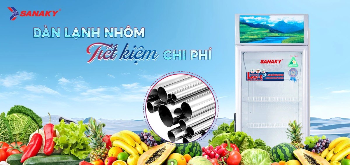Tủ mát Sanaky 130 lít VH-168KL - Dàn lạnh nhôm tiết kiệm chi phí