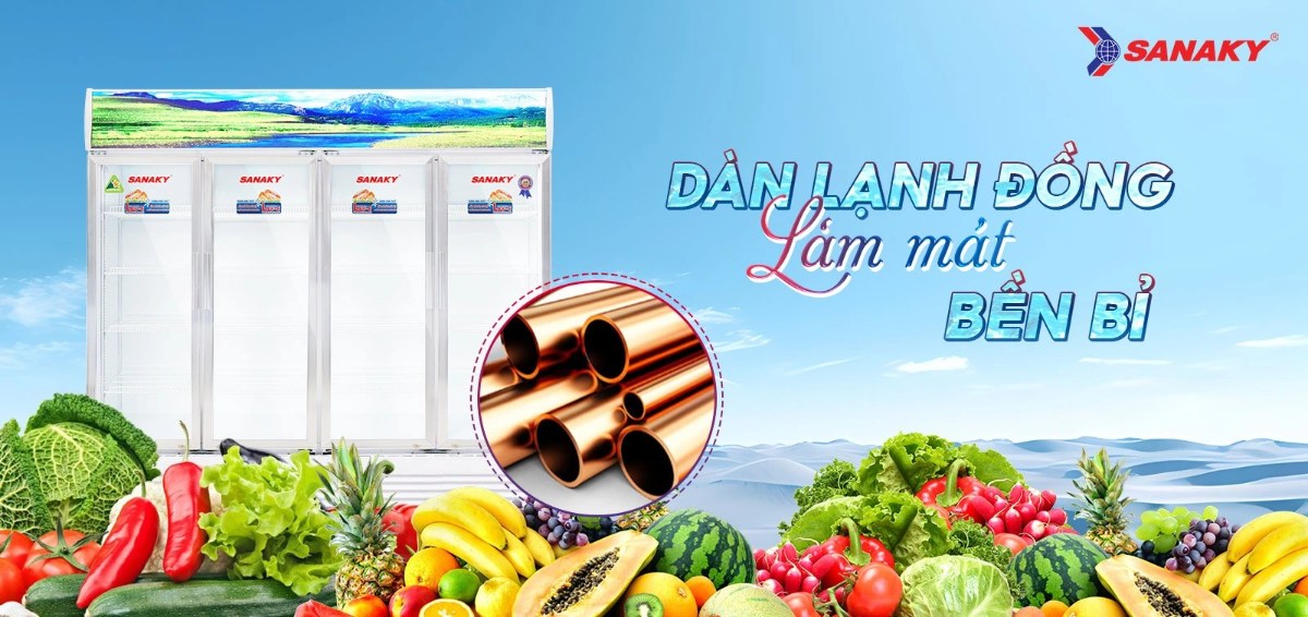 Tủ mát Sanaky 2000 lít VH-2209HP - Dàn lạnh đồng làm mát bền bỉ