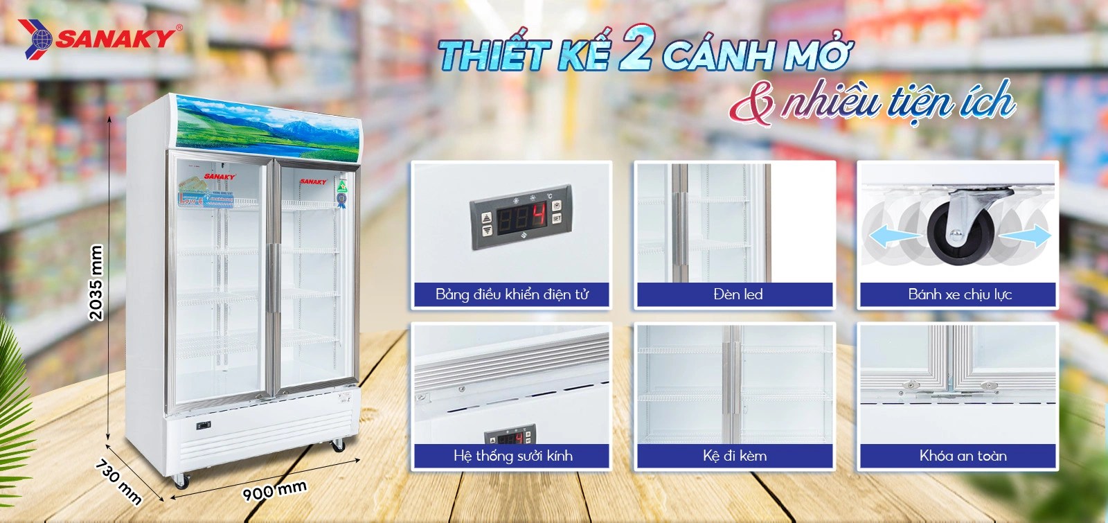 Thiết kế Tủ Mát Sanaky VH-8009HP 2 cánh mở cùng nhiều tiện ích Thiết kế Tủ Mát Sanaky VH-8009HP 2 cánh mở cùng nhiều tiện ích