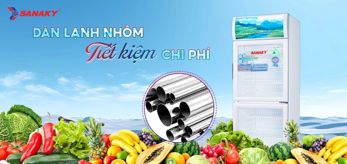 Tủ mát Sanaky Inverter 200 lít VH-258W3L - Dàn lạnh nhôm tiết kiệm chi phí