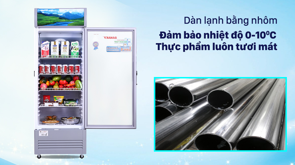 Tủ Mát Sanaky Inverter 290 lít TM.VH358K3L - Dàn lạnh bằng nhôm Tủ Mát Sanaky Inverter 290 lít TM.VH358K3L - Dàn lạnh bằng nhôm
