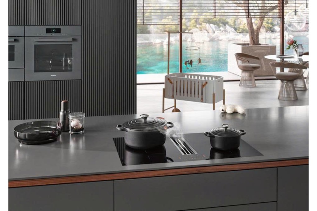 Bếp từ kết hợp hút mùi Miele KMDA 7473-1 FL-U Silence - Con@ctivity tự điều chỉnh mức hút