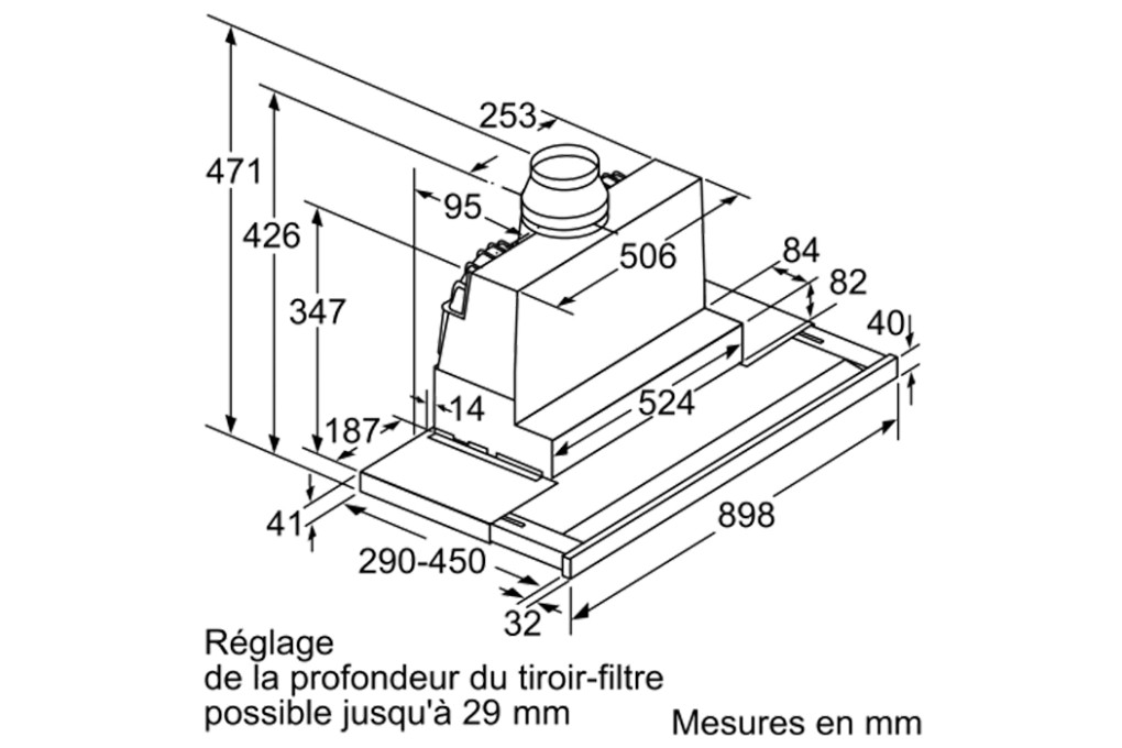 Hút mùi âm tủ Bosch DFS097K51 Serie 8 - Vừa tủ bếp 90 cm