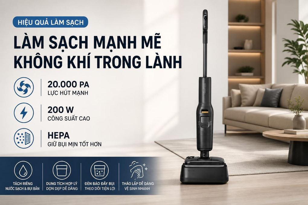Đầu lau hút thông minh, hút và lau đồng thời