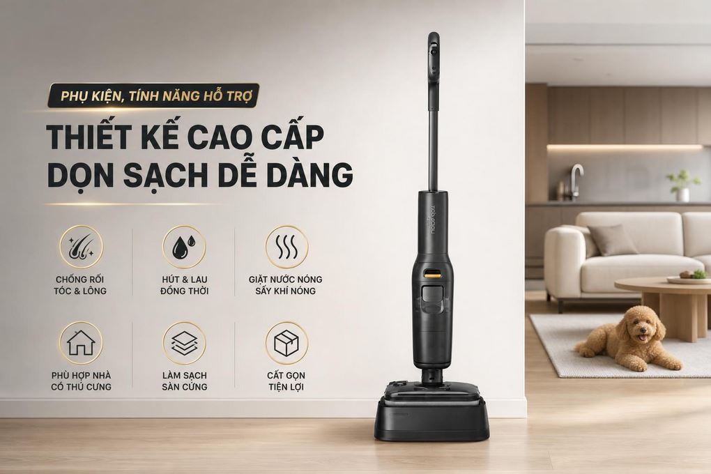Lực hút mạnh mẽ 20.000 Pa, làm sạch hiệu quả