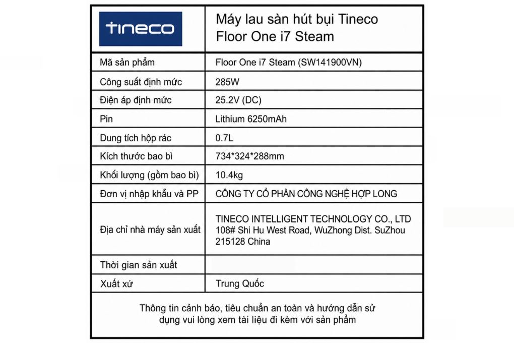 Pin Tineco Floor One i7 Steam