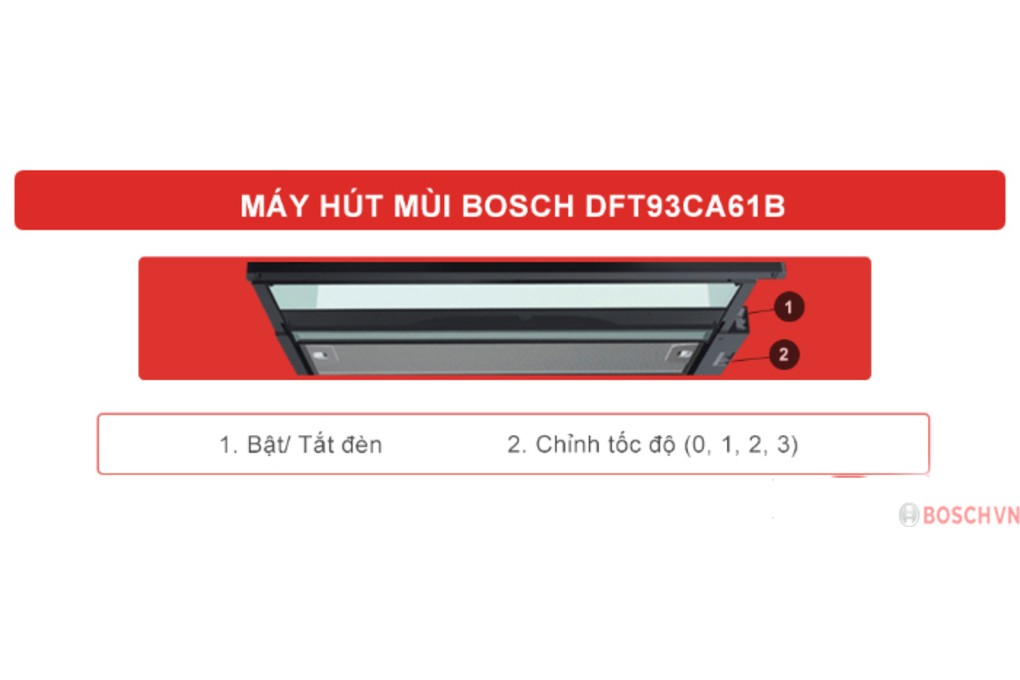 Máy hút mùi âm tủ Bosch DFT63CA61B màu đen - Kéo rút mặt kính đen