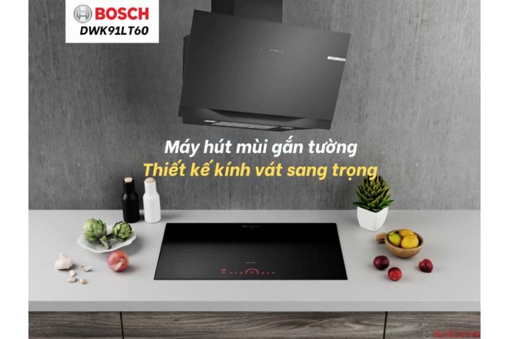 Máy hút mùi kính vát Bosch DWK91LT60 Serie 8 - Lọc kép khử mùi