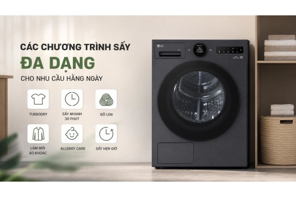 Máy Sấy Bơm Nhiệt LG 12 Kg RX12VHP3K