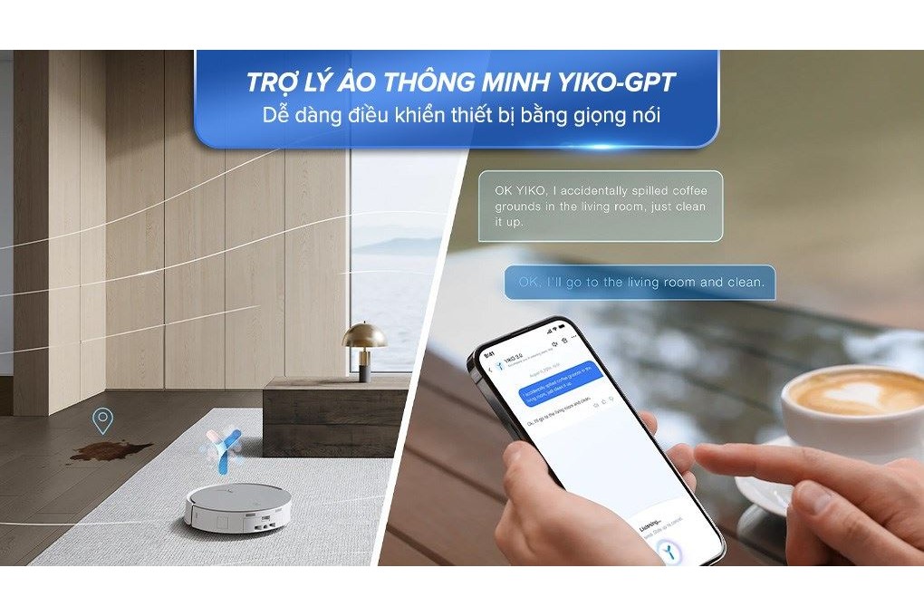 Ecovacs Deebot X8 PRO OMNI Trắng trợ lý Yiko GPT