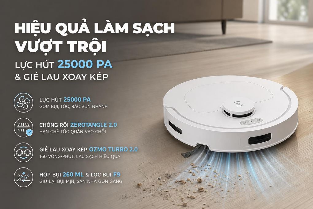 Khả năng vượt vật cản Ecovacs T30C Prime Omni Trắng