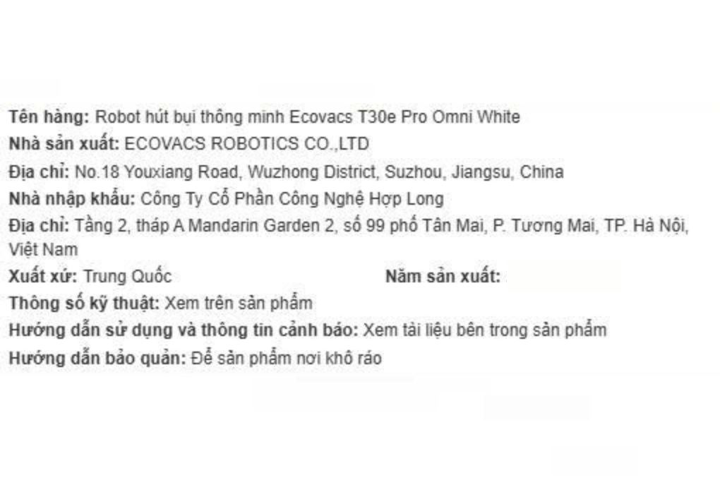 Bộ lọc và khả năng vượt vật cản Ecovacs T30e Pro Omni Trắng
