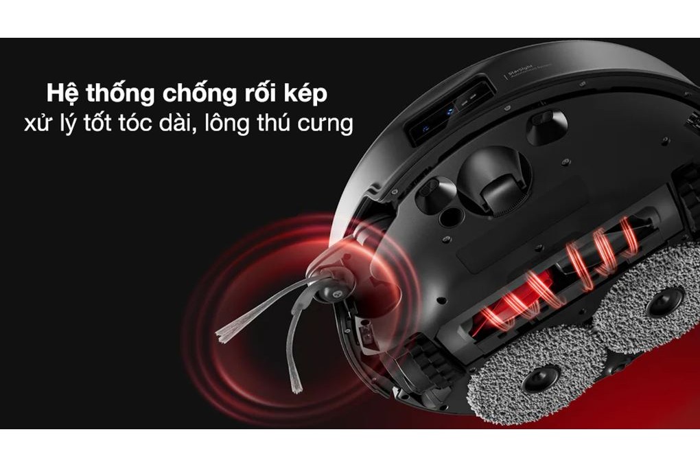 Giẻ lau xoay kép, tự động nâng khi gặp thảm