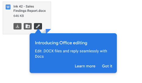 Mở tệp đính kèm Office từ Gmail trong Google Tài liệu, Trang tính hoặc Trang trình bày bằng một cú nhấp chuột