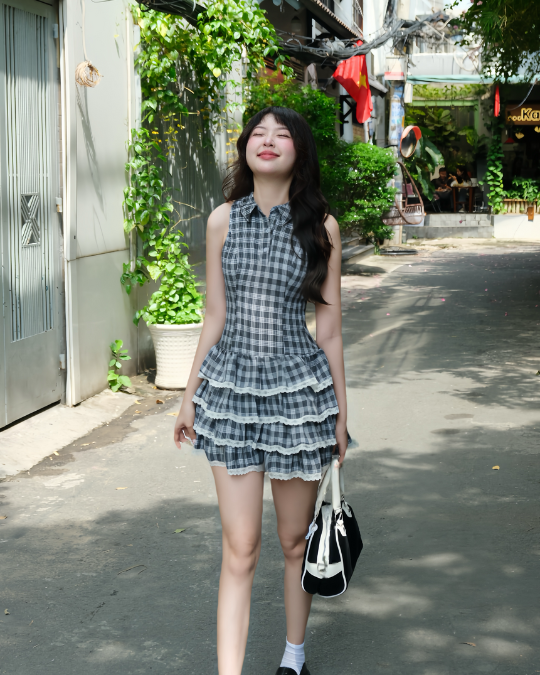Đầm Sally Caro Xám Xanh - Ảnh 2 | Kooky House