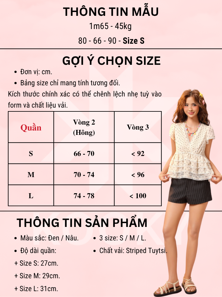 Quần Striped Shorts Nâu - Ảnh 6 | Kooky House