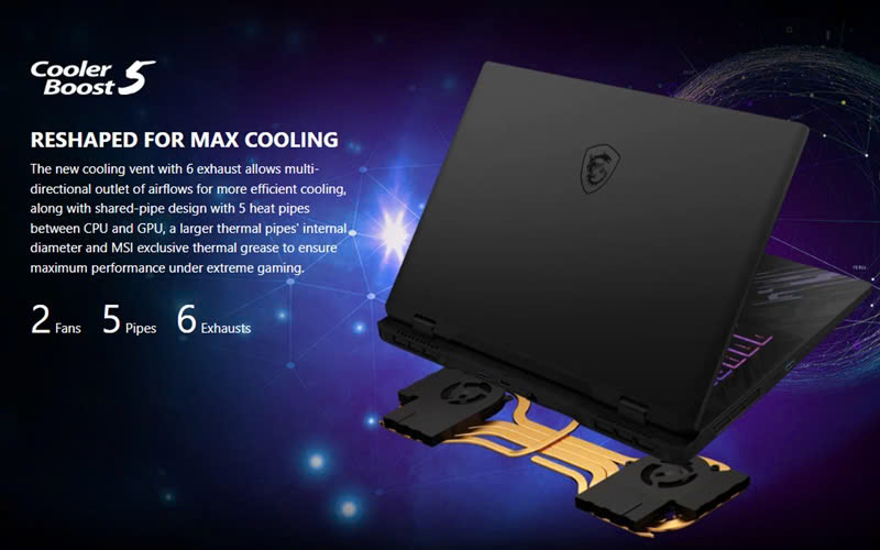 Hệ thống tản nhiệt của laptop MSI Pulse 17 AI