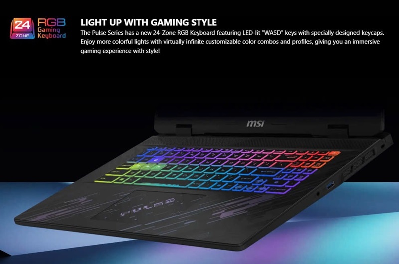 Bàn phím của laptop MSI Pulse 17 AI