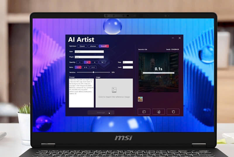 Công nghệ AI của laptop MSI Prestige 14 AI Studio (ảnh minh hoạ)