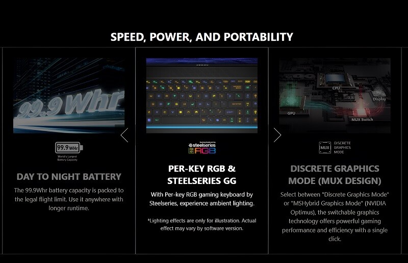 Bàn phím của laptop MSI Stealth 18 AI Studio