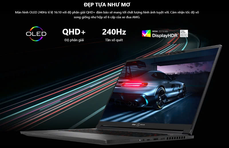 Màn hình của laptop MSI Stealth 16 Mercedes AMG