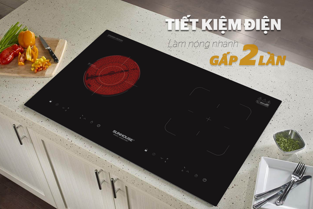 Đánh giá chi tiết bếp đôi từ kết hợp hồng ngoại Sunhouse SHB9104MT