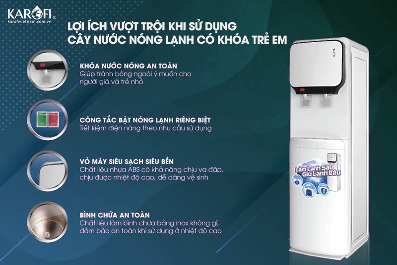 Những tính năng tiện ích và an toàn trên cây nước nóng lạnh hiện nay là gì ?