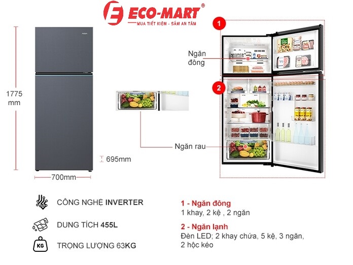 Tủ lạnh Aqua Inverter 455 lít AQR-T518FA(SL) mẫu mới 2025 có gì?