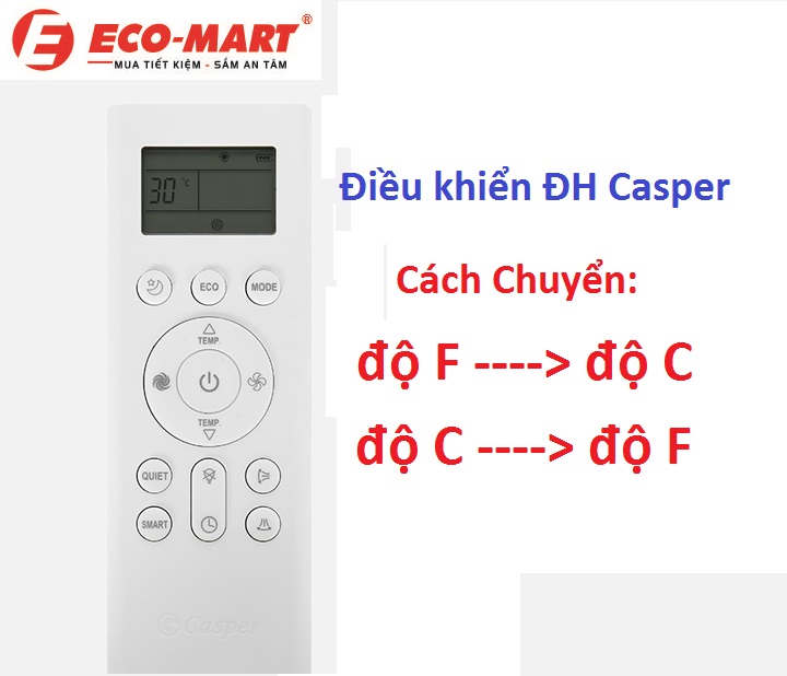 Cách chuyển từ độ F sang độ C trên điều khiển điều hòa Casper