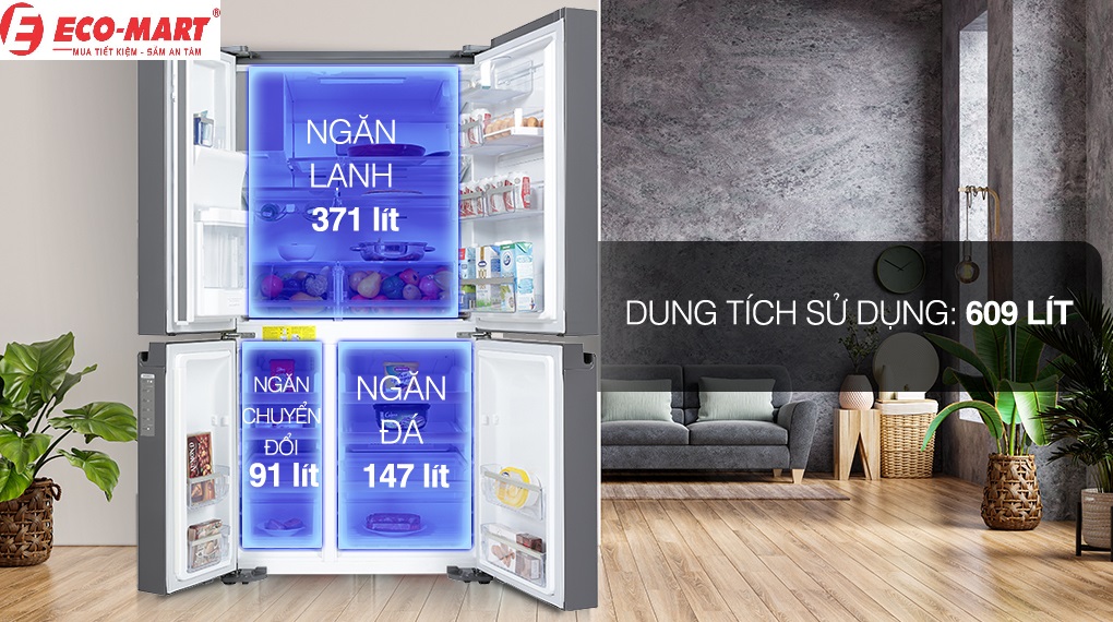 Tủ lạnh Electrolux Inverter 609 Lít EQE6879A-B gây ấn tượng gì với người dùng?