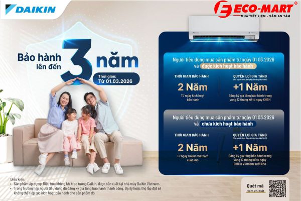 🔥 MUA ĐIỀU HÒA DAIKIN TẠI ECO-MART – NHẬN NGAY BẢO HÀNH ĐẾN 3 NĂM CHÍNH HÃNG