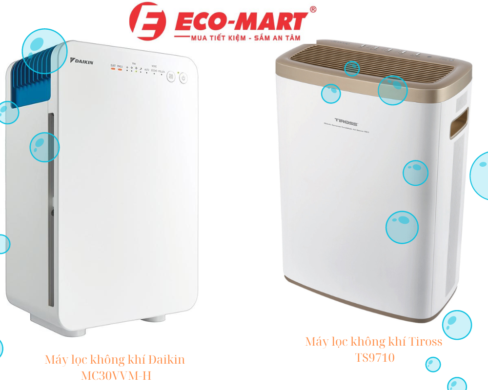 So sánh máy lọc không khí Tiross TS9710 và Daikin MC30VVM-H