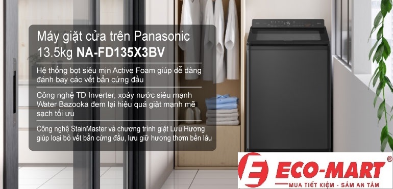 Cách sử dụng chế độ tiết kiệm điện và nước với Máy giặt Panasonic NA-FD135X3BV