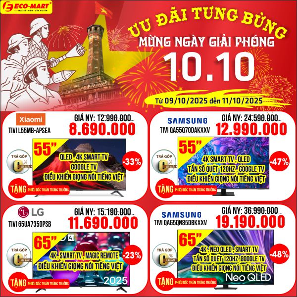 ✨🇻🇳 ECO-MART TƯNG BỪNG KHUYẾN MẠI – MỪNG NGÀY GIẢI PHÓNG THỦ ĐÔ 10/10 🇻🇳✨  📅 Thời gian: Từ 09/10/2025 đến 11/10/2025