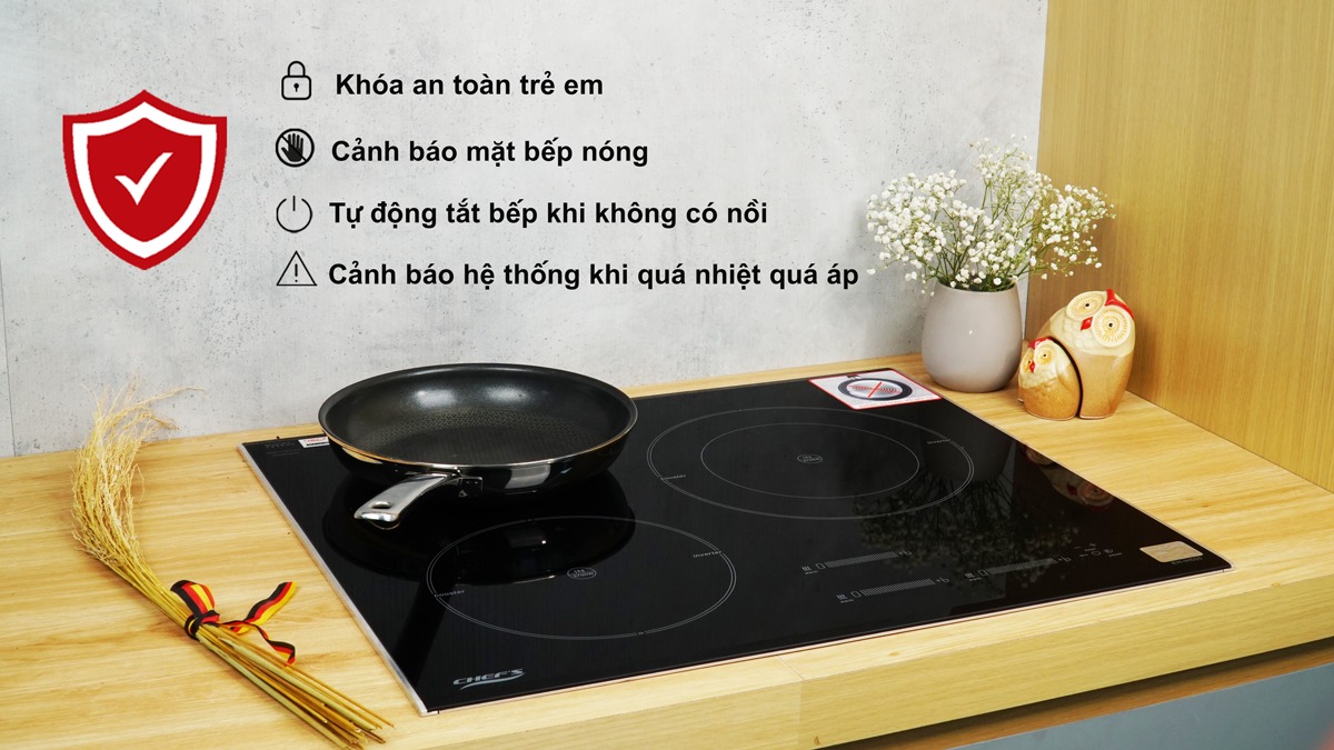Các tính năng an toàn trên bếp từ Chef’s EH-IH555 – Đảm bảo an tâm trong từng lần nấu nướng